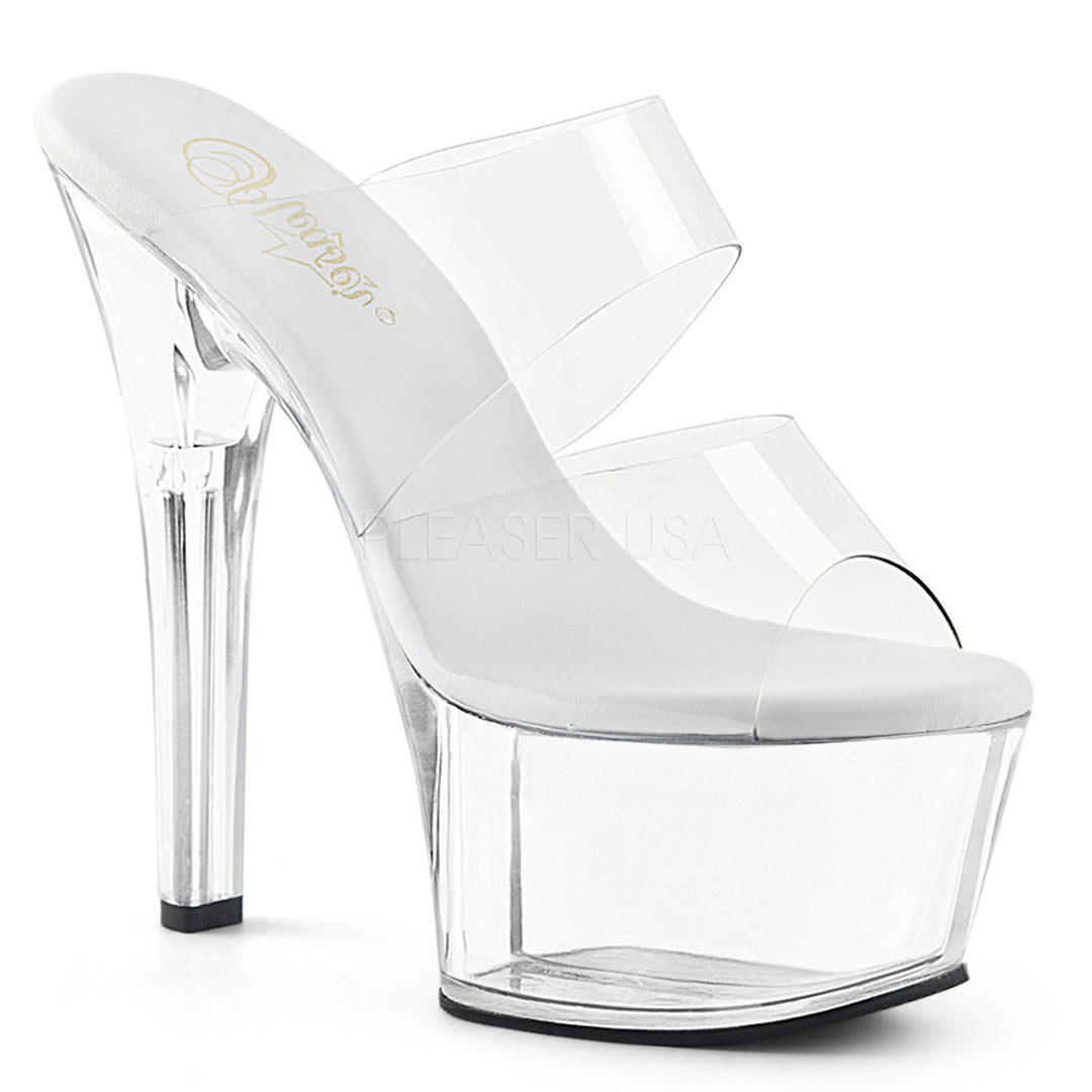 Sexy clear exotic dancer high heels with 6" heel.