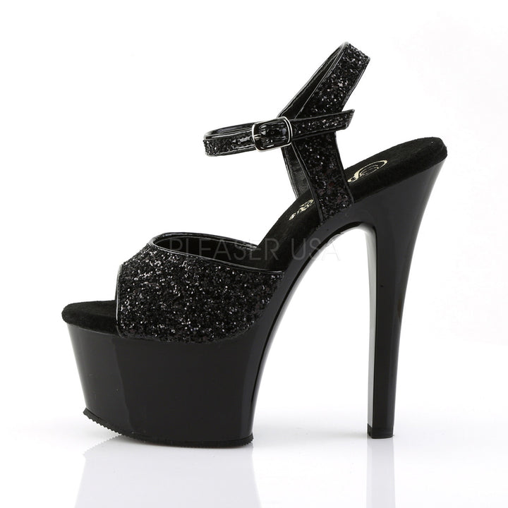Pleaser Shoes - Women's black 6 inch heel exotic dancer heels with ankle strap 2.3" platform.