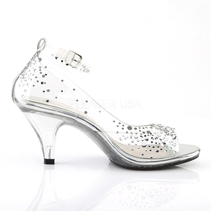 Women's Clear 3" Heel Ankle Strap Sandal - Pleaser Shoes