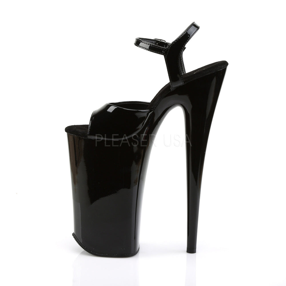 Pleaser Shoes - Women's black 10 inch heel exotic dancer heels featuring ankle strap 6.3" platform.