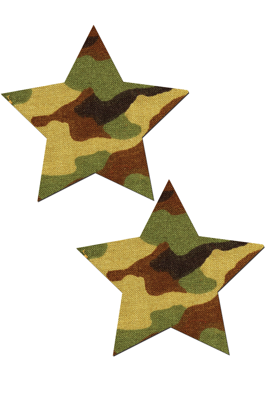 Shop these women's green camouflage camo stars nipple cover pasties