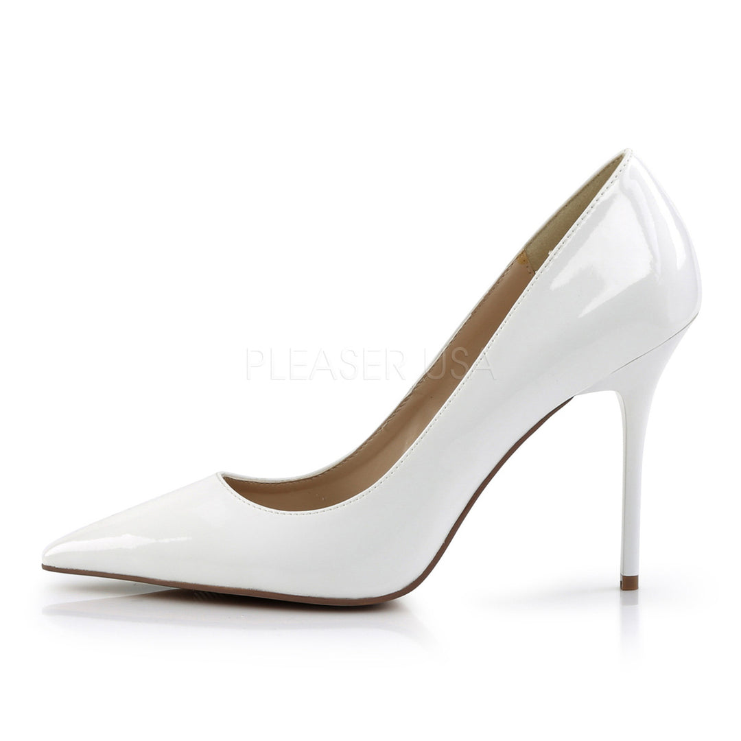 Pleaser Shoes, pointed-toe pump, White, 4" heel