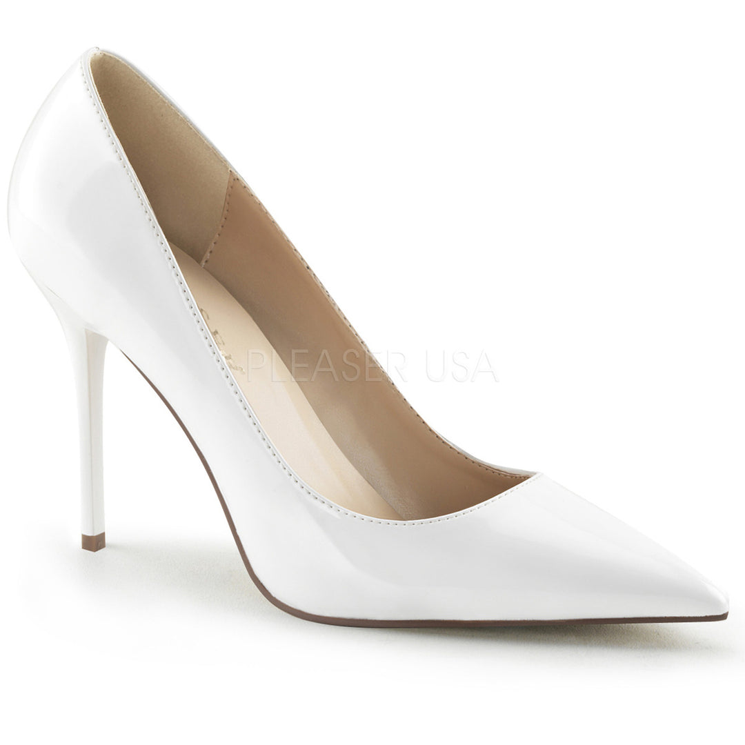 Women's pointed to shoes in white with 4" heel