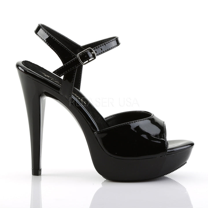 Black 5" Heel 1" Platform Ankle Strap Sandal - Pleaser Shoes