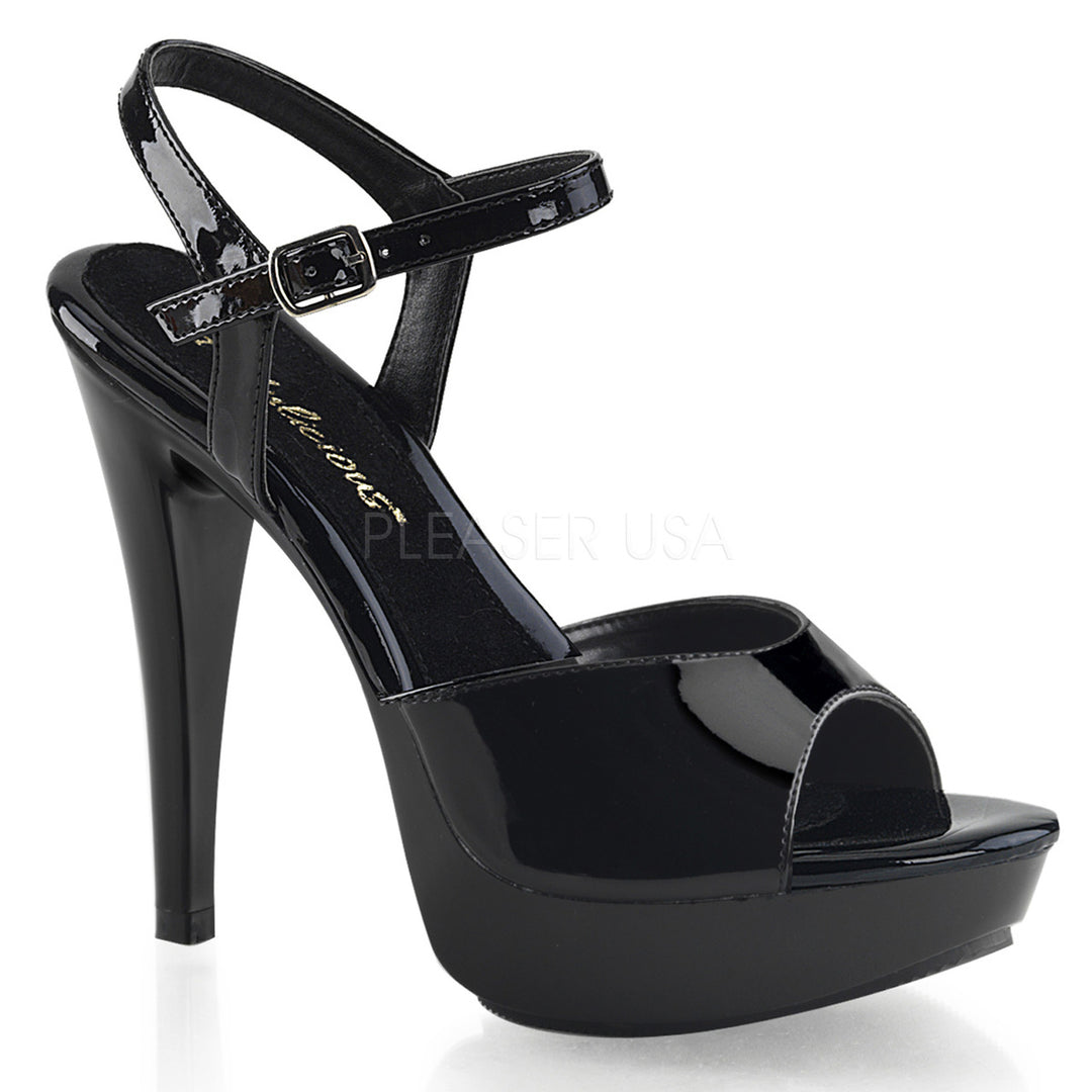 Black 5" Heel, 1" Platform  Ankle Strap Sandal - Please Shoes