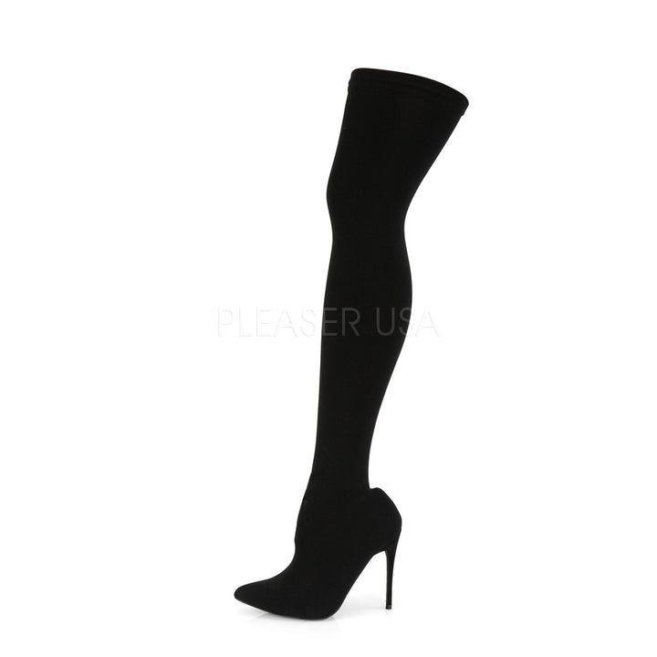 Pleaser Shoes - stretch pull-on 5 inch black well made thigh high boots