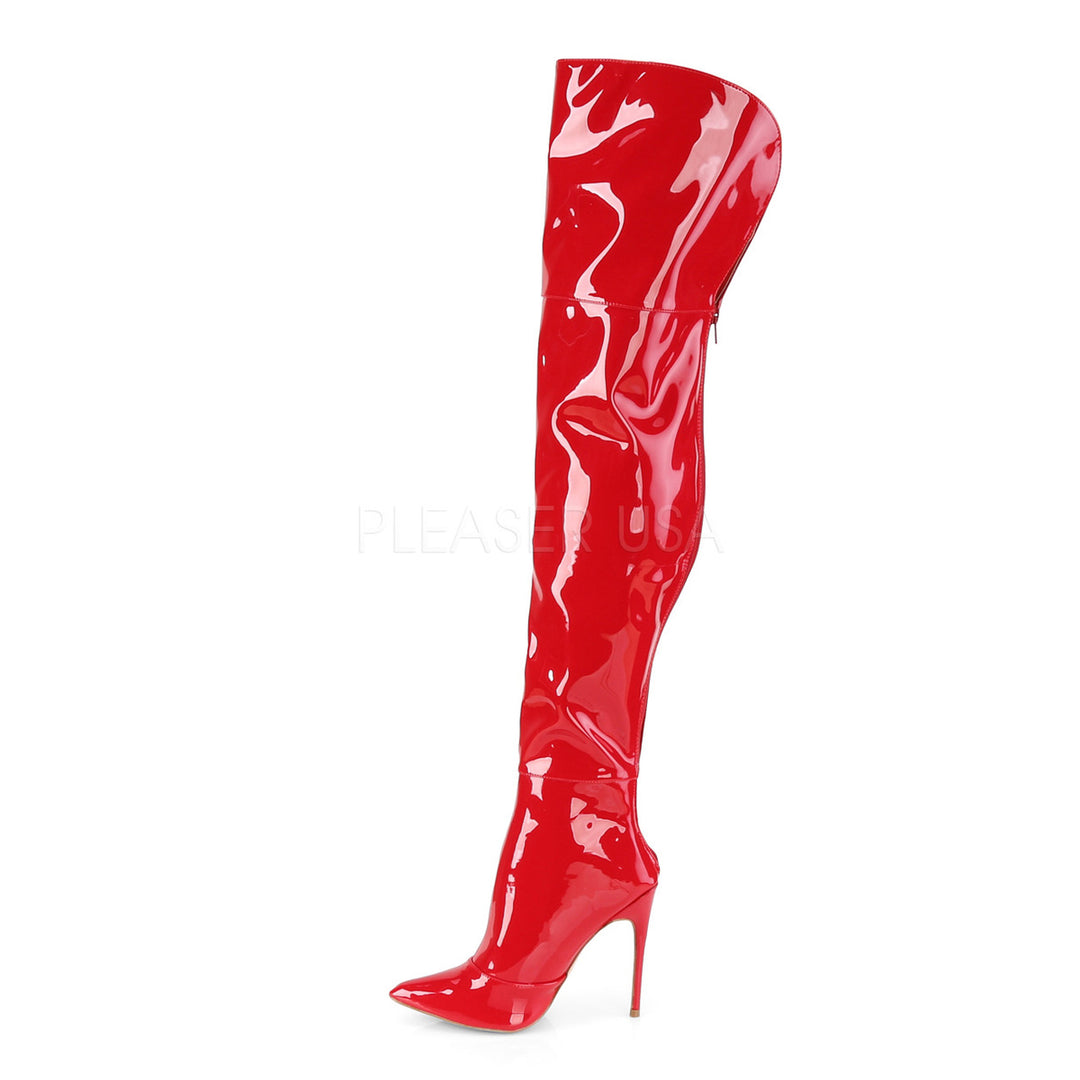 Pleaser Shoes - stretch 5 inch red thigh high boots