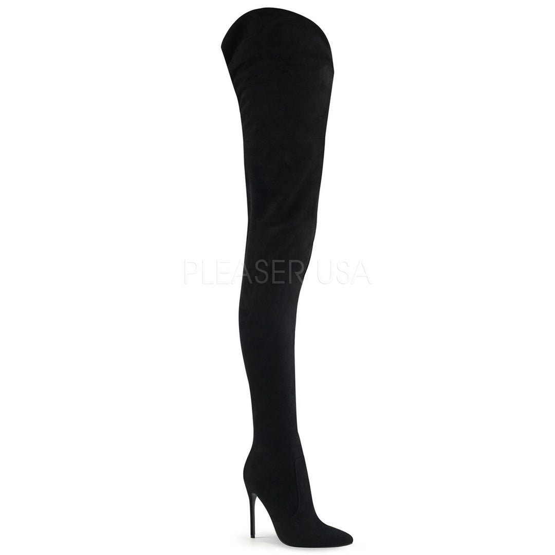Women's sexy 5" high heel black side zip thigh high boots