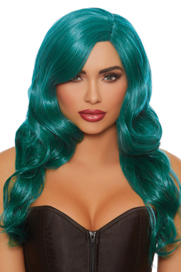 Long Green Wavy Wig