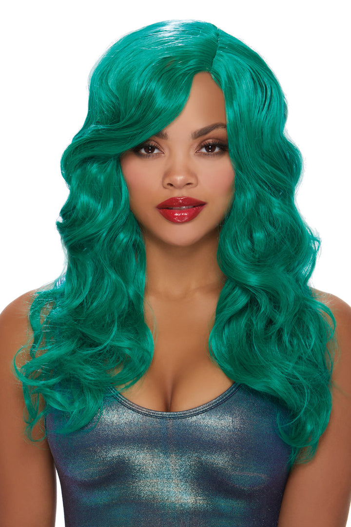 Long Green Wavy Wig