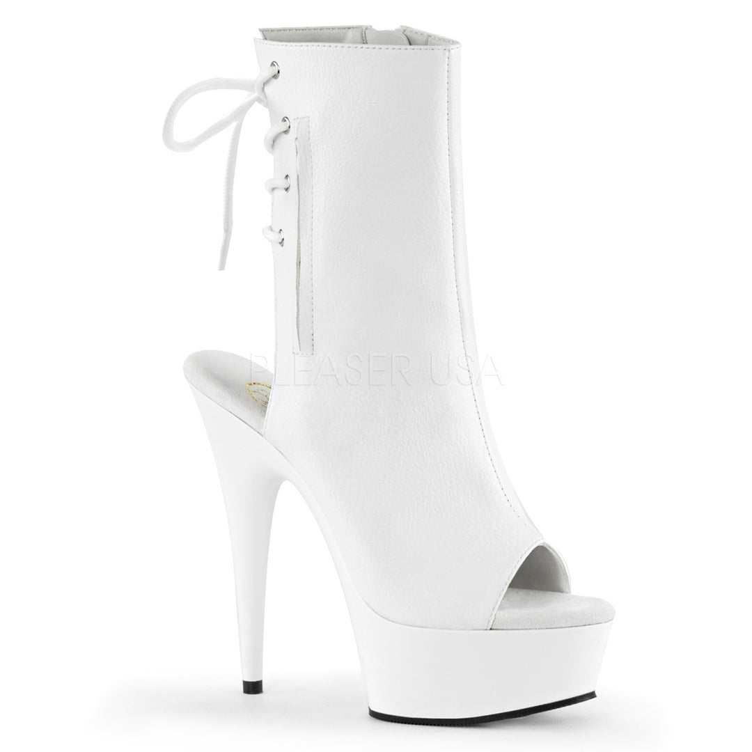 6" white faux leather booties