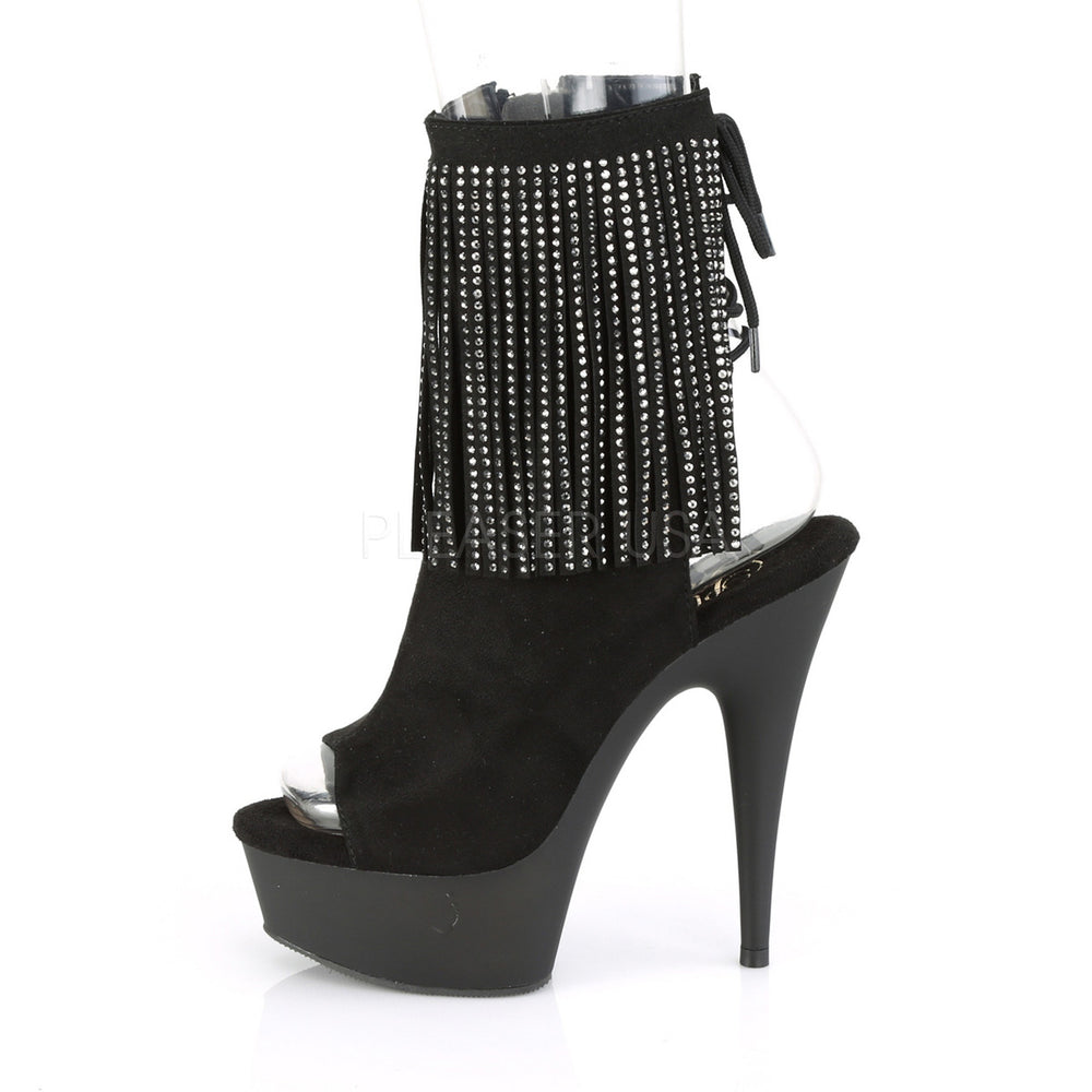 Sexy 1.8" platform black open toe/heel booties with 6 inch high heel