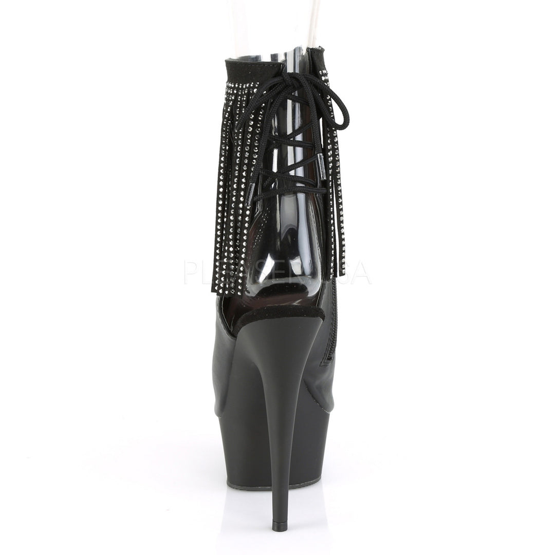 Pleaser Shoes - black faux leather booties with 1.8" platform and 6"