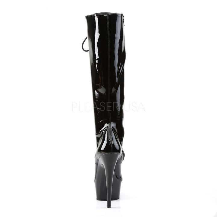 Black lace-up knee high platform boots - 6" heel with 1.8" platform