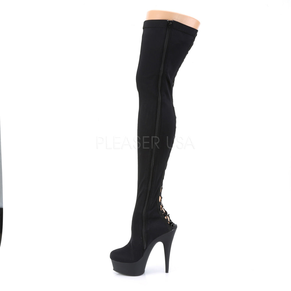 Pleaser Shoes - platform lace-up thigh 6 inch black thigh boots