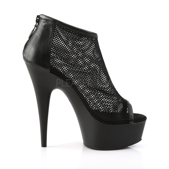 Black faux leather booties with 6" heel - Pleaser Shoes SKU # del600-12/bpu/m