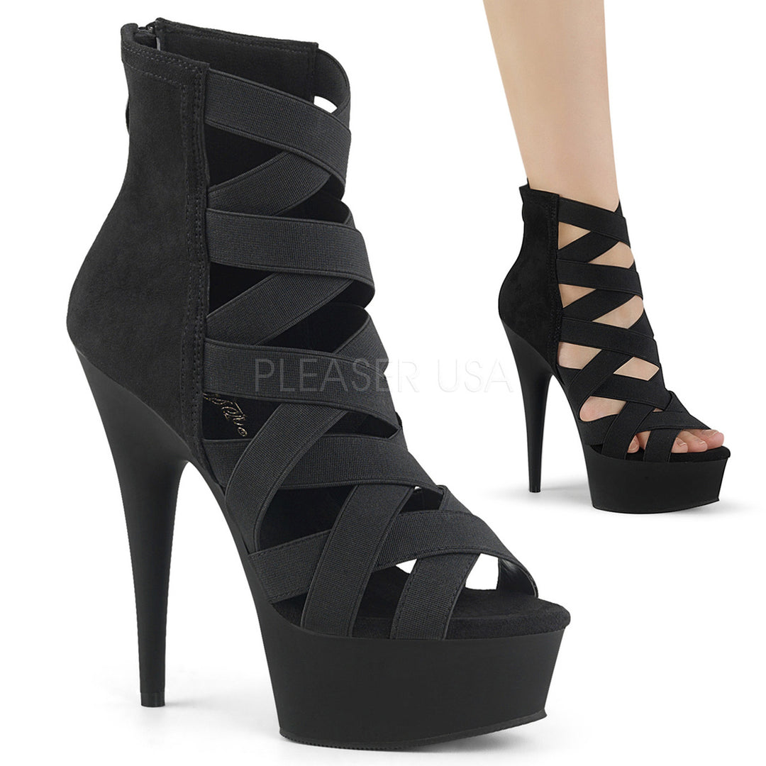 6" stiletto black sandal ankle booties