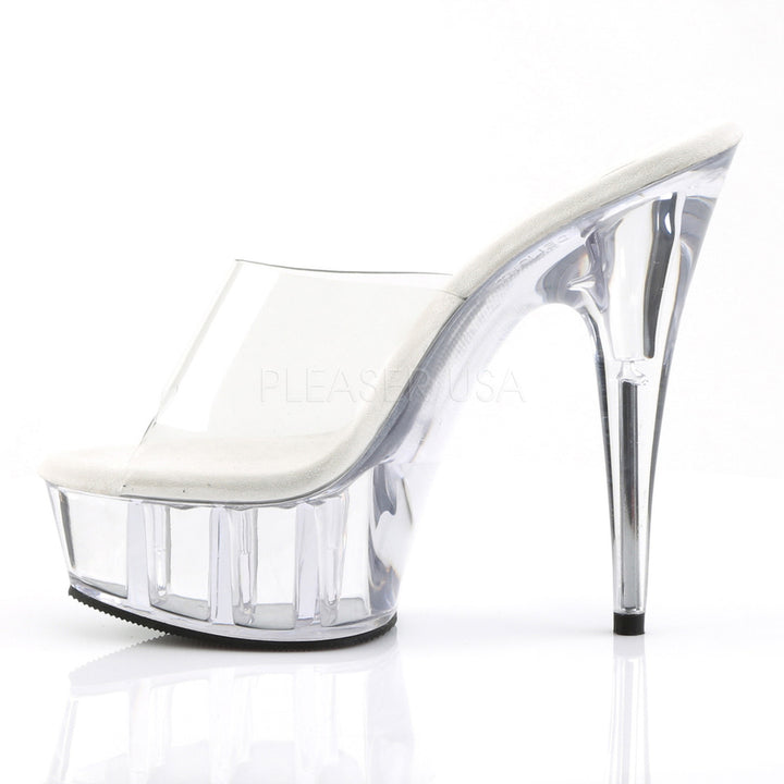 Pleaser Shoes - Women's sexy clear 6 inch stiletto exotic dancer pumps with peep toe slide 1.8" platform.