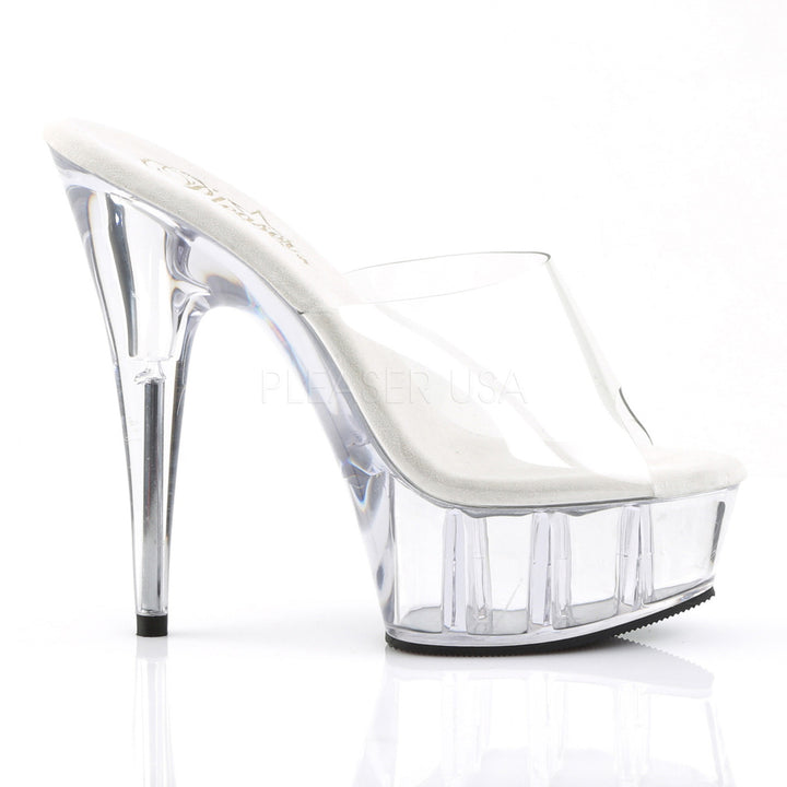 Women's fun &amp; flirtatious clear exotic dancer pumps with, 6 inch high heel, peep toe slide, and 1.8" platform - Pleaser Shoes