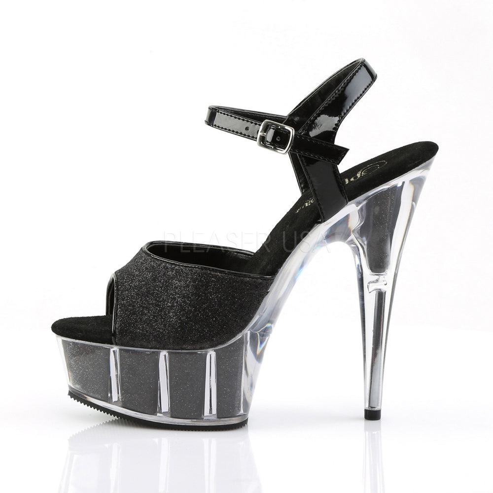 Pleaser Shoes - Women's black 6 inch heel exotic dancer heels with ankle strap 1.8" platform.
