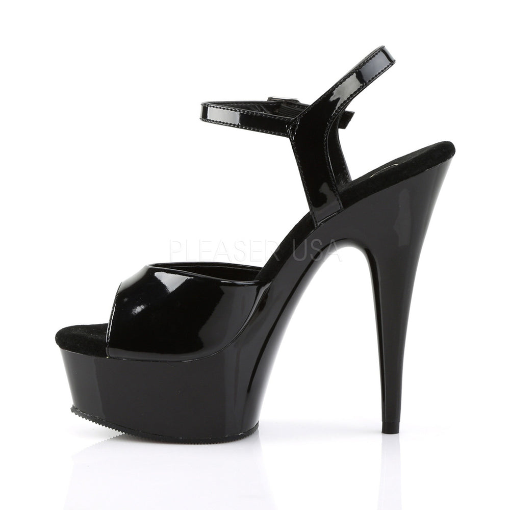 Pleaser Shoes - Women's black 6 inch heel stripper heels with ankle strap 1.8" platform.