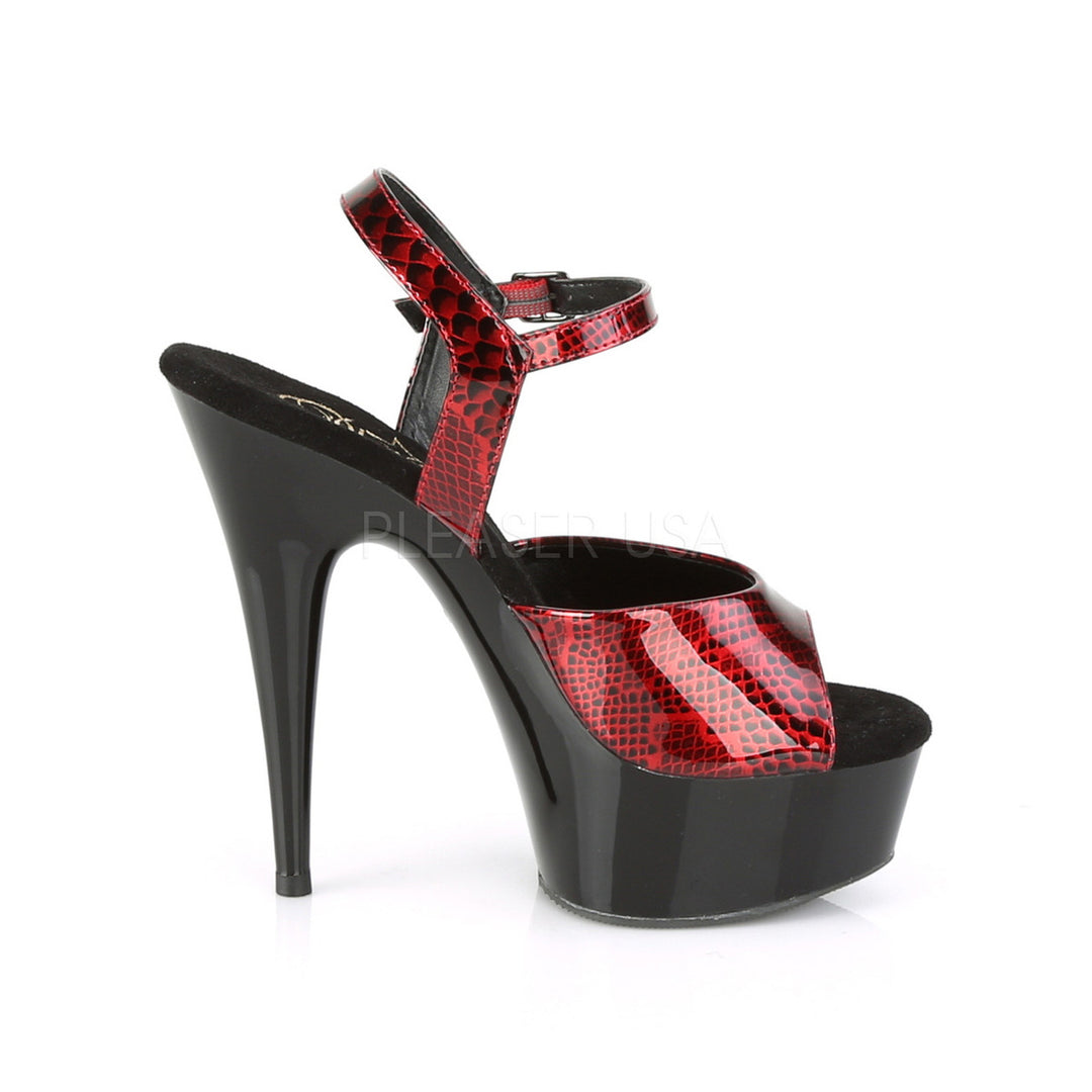 Women's 6" high heel red sandal shoes | pleaser shoes | sku: del609sp/rsp/m