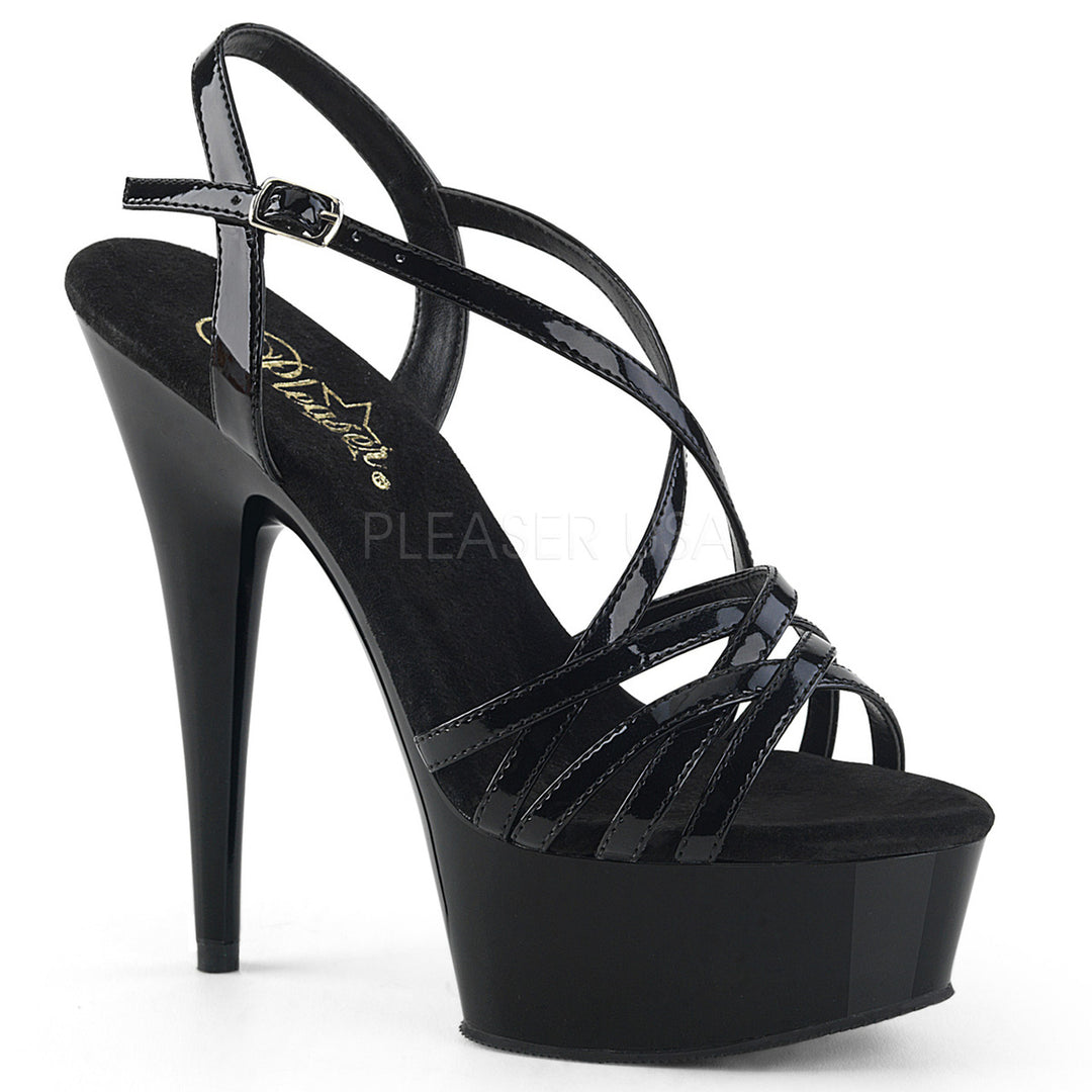 Women's sexy black 6" high heel sandal shoes with a 1.8" platform