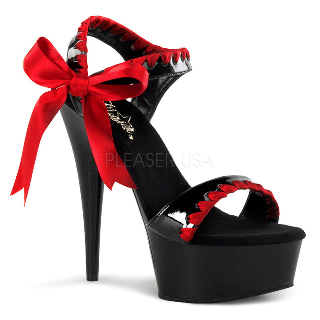 Women's sexy black/red 6" heel sandal shoes with a 1.8" platform | free shipping