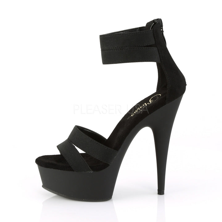 Pleaser Shoes - 6 inch stiletto women's black faux suede sandal shoes with a 1.8" platform.