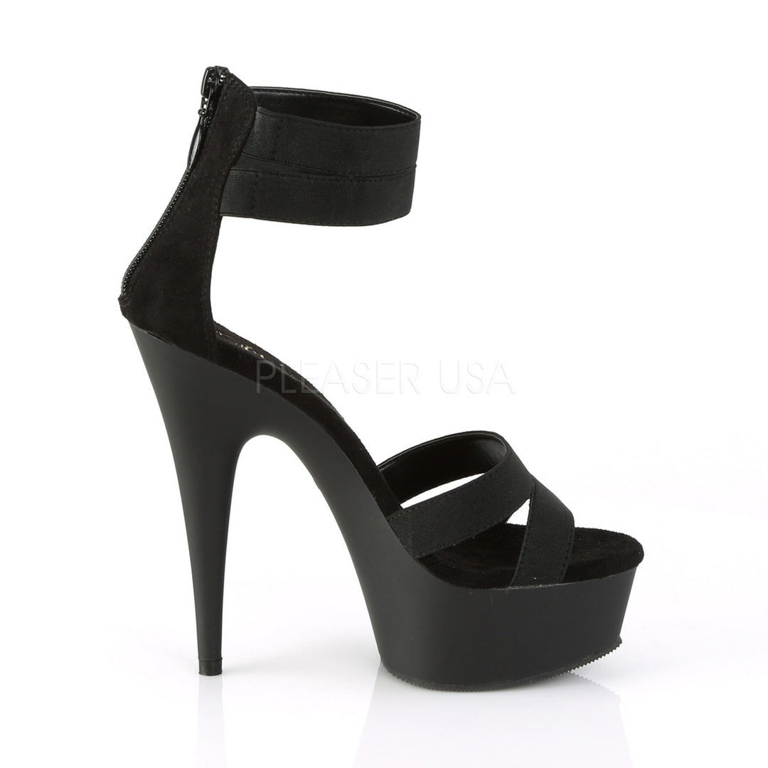 Women's 6" stiletto black sandal shoes | pleaser shoes | sku: del623/bels-mf/m