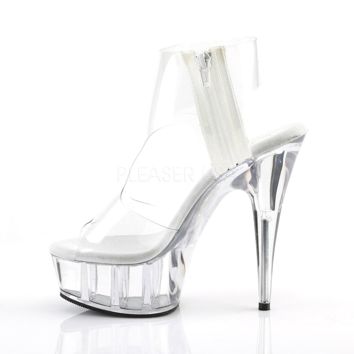 1.8" platform clear sandal ankle booties with 6 inch stiletto