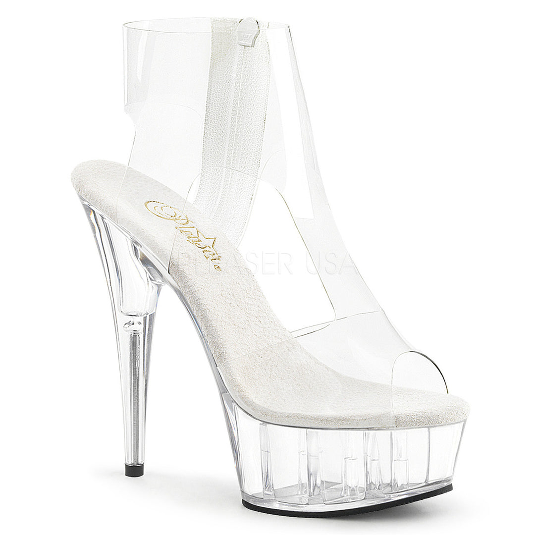6" stiletto clear sandal ankle booties