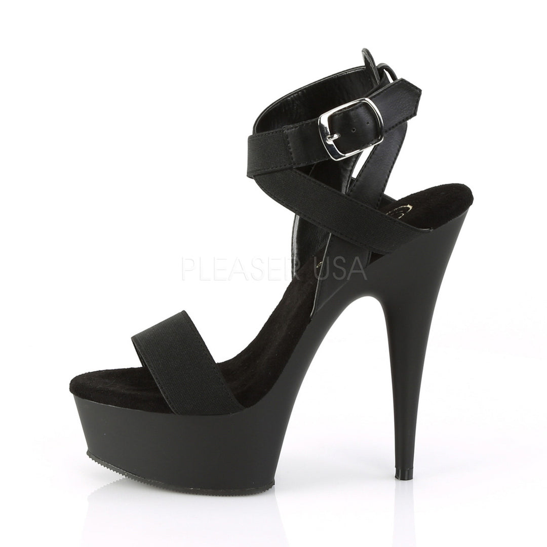 Pleaser Shoes - 6 inch heel sexy black faux leather sandal shoes with a 1.8" platform.
