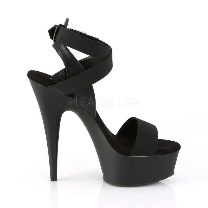 Sexy 6" heel black faux leather sandal shoes | pleaser shoes | sku: del646/bels-pu/m