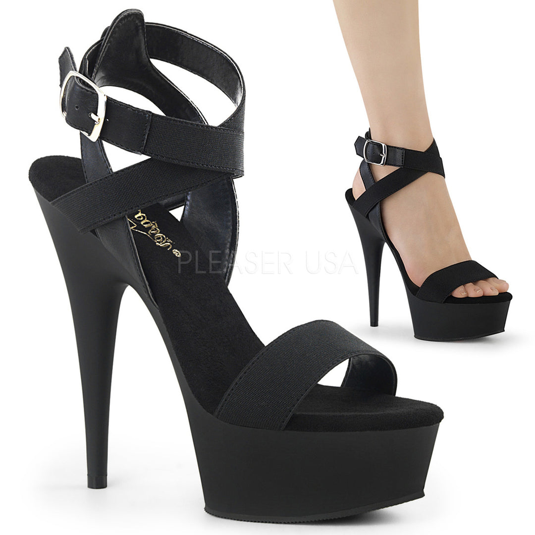 Sexy black faux leather 6" heel sandal shoes with a 1.8" platform | julbie | free shipping
