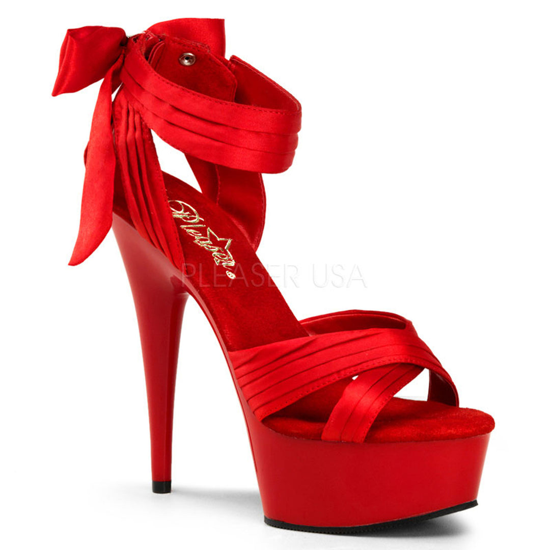 Pleaser Shoes - 6 inch stiletto sexy red sandal shoes with a 1.8" platform.