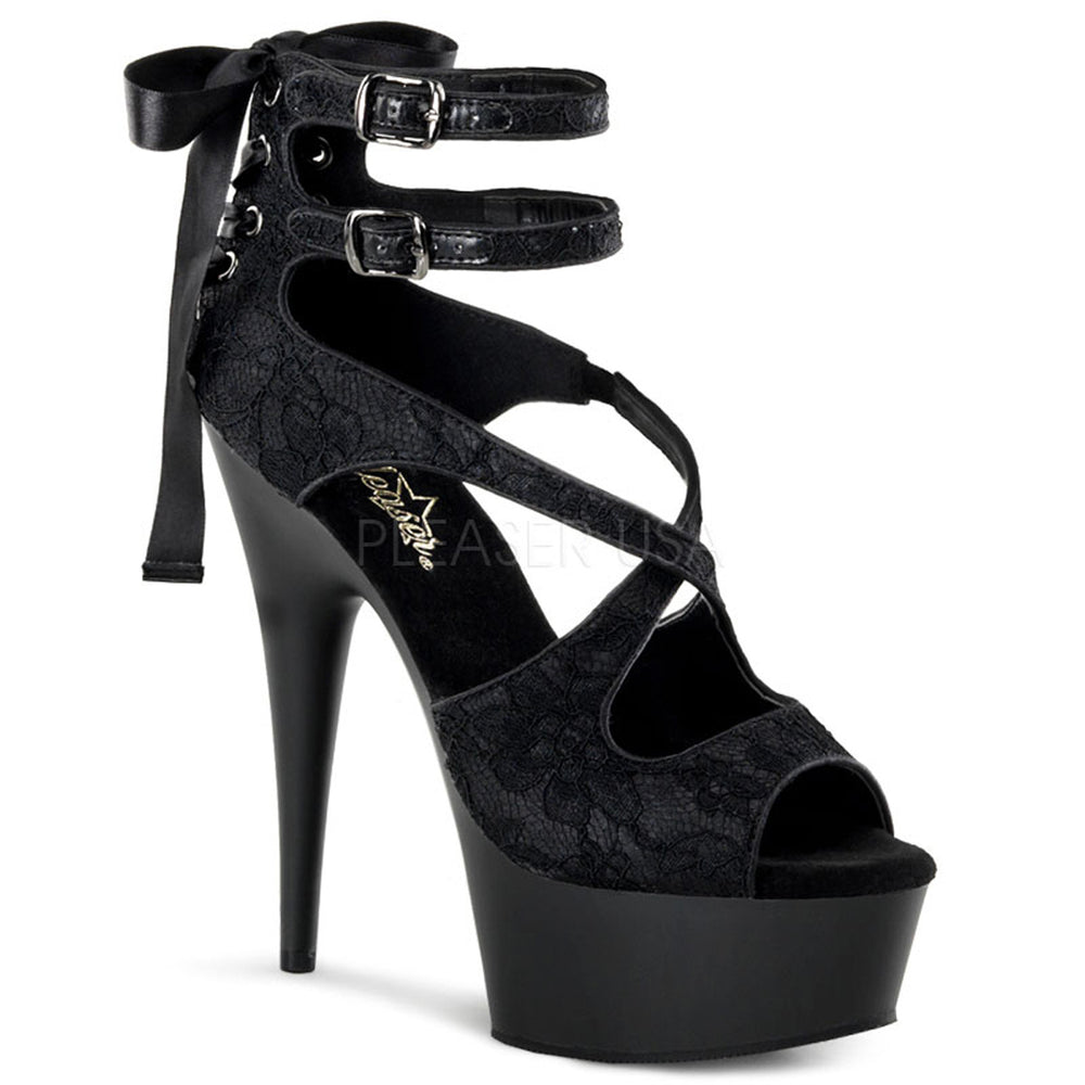 Pleaser Shoes - 6" heel women's black sandal shoes with a 1.8" platform.