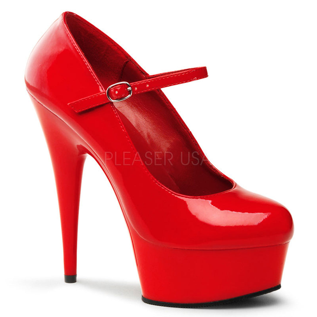 Sexy women's 6" heel red shoes | pleaser shoes | sku: del687/r/m