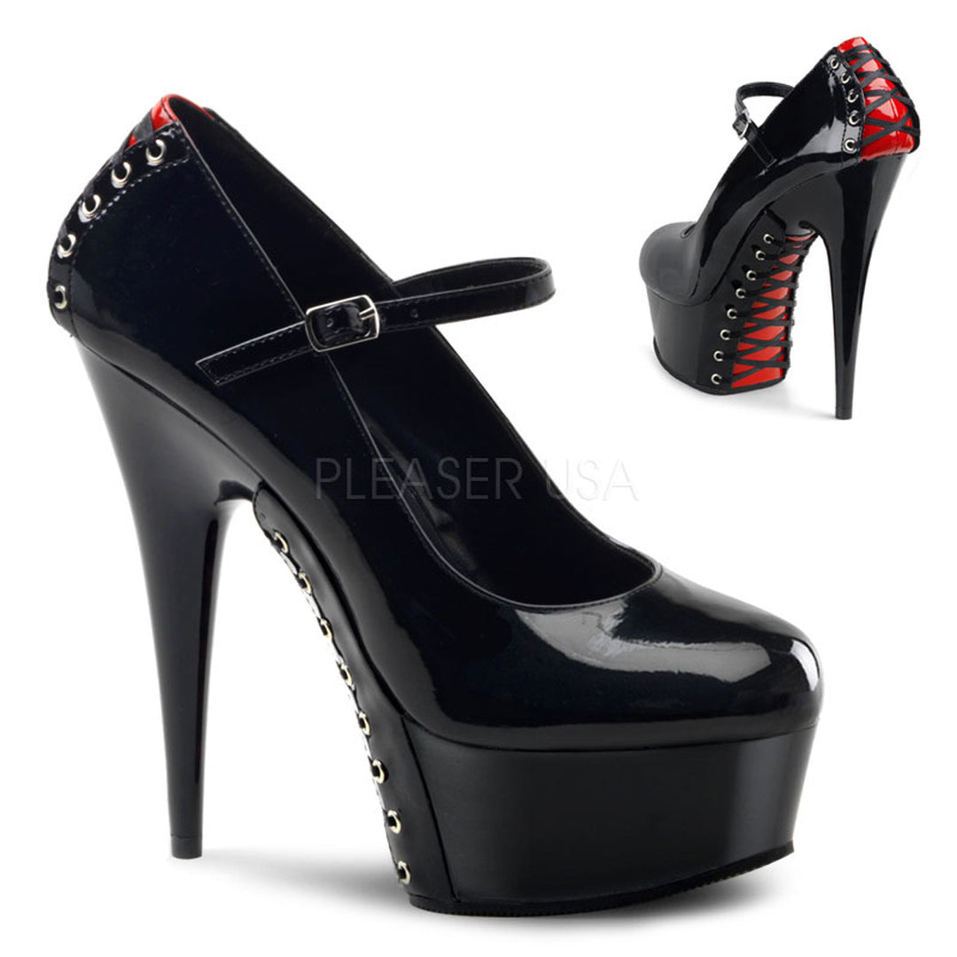 Women's black/red 6" high heel shoes with a 1.8" platform | julbie | free shipping