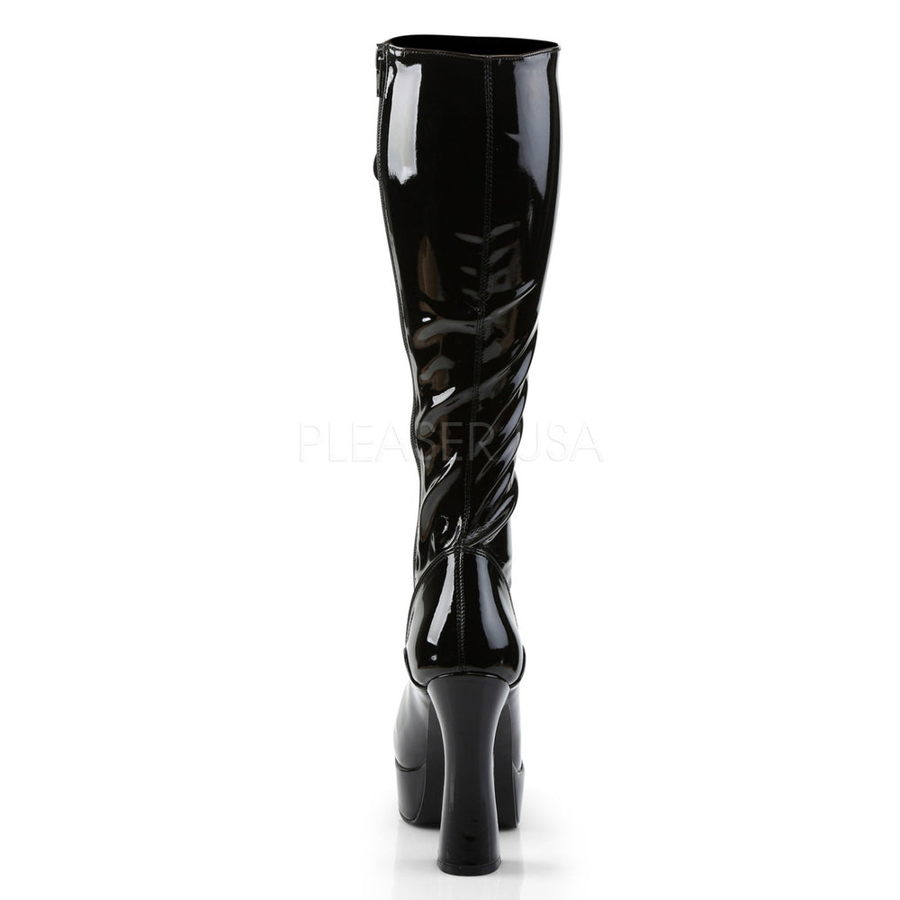 Black lace-up knee high platform boots - 5" high heel with 1.5" tall platform