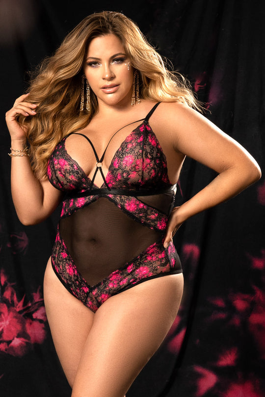 Plus Size Ruffle Back Crotchless Panty