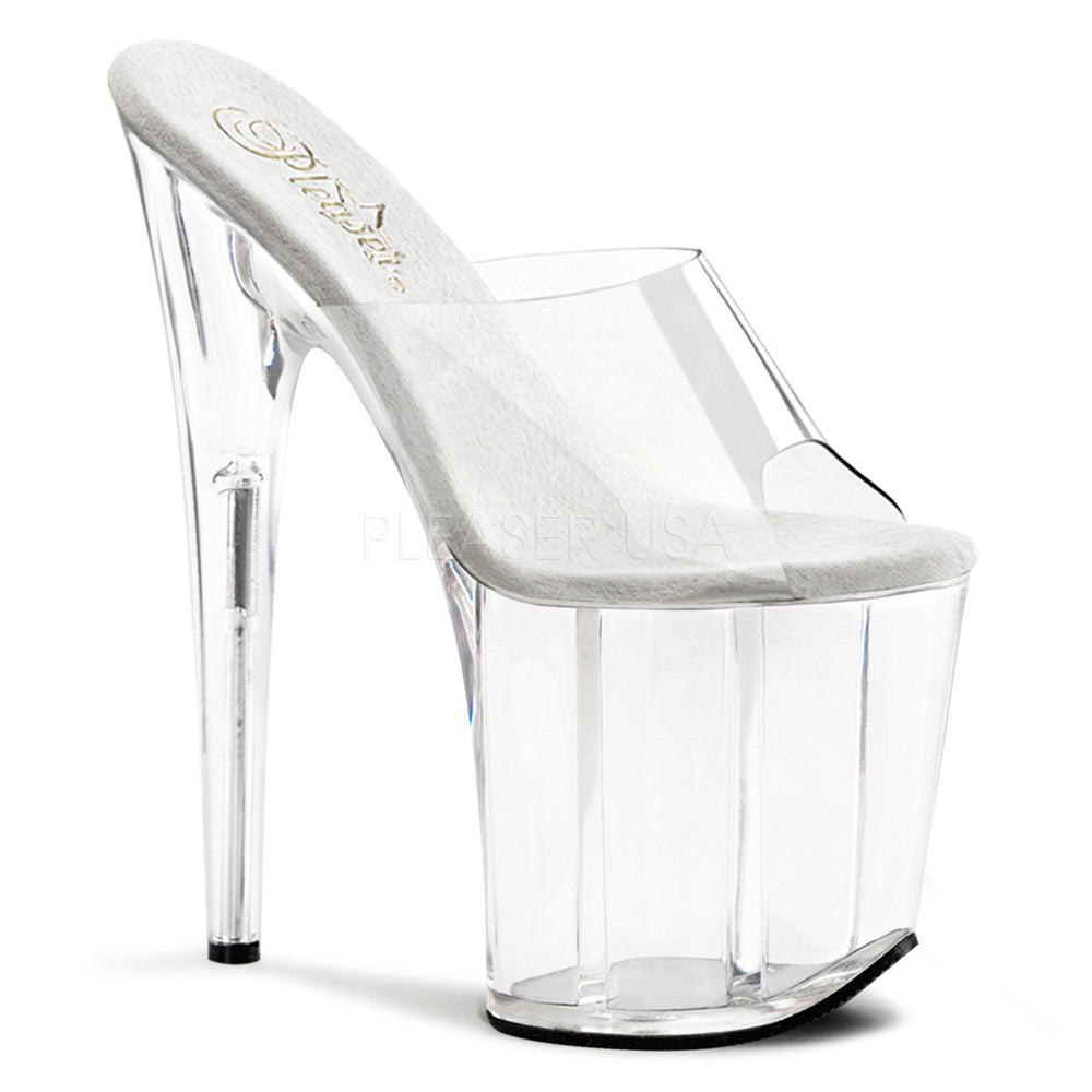 Pleaser Shoes - Women's sexy clear 8 inch heel pole dancing heels with peep toe slide 4" platform.