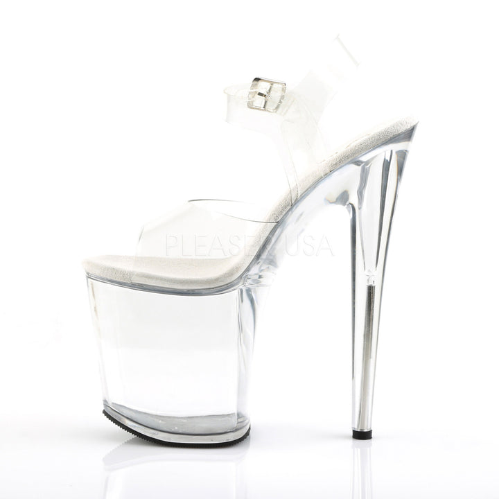 Pleaser Shoes - Women's clear 8 inch heel pole dancing heels with ankle strap 4" platform.