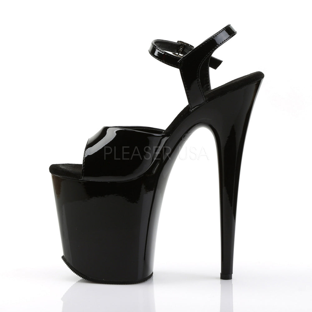 Pleaser Shoes - Women's black 8 inch heel pole dancing heels featuring ankle strap 4" platform.