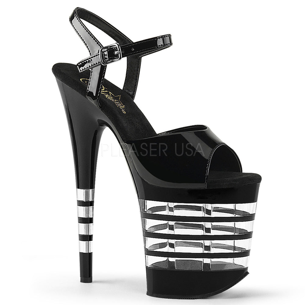 Pleaser Shoes - Women's sexy black 8 inch heel exotic dancer heels with ankle strap 4" platform.