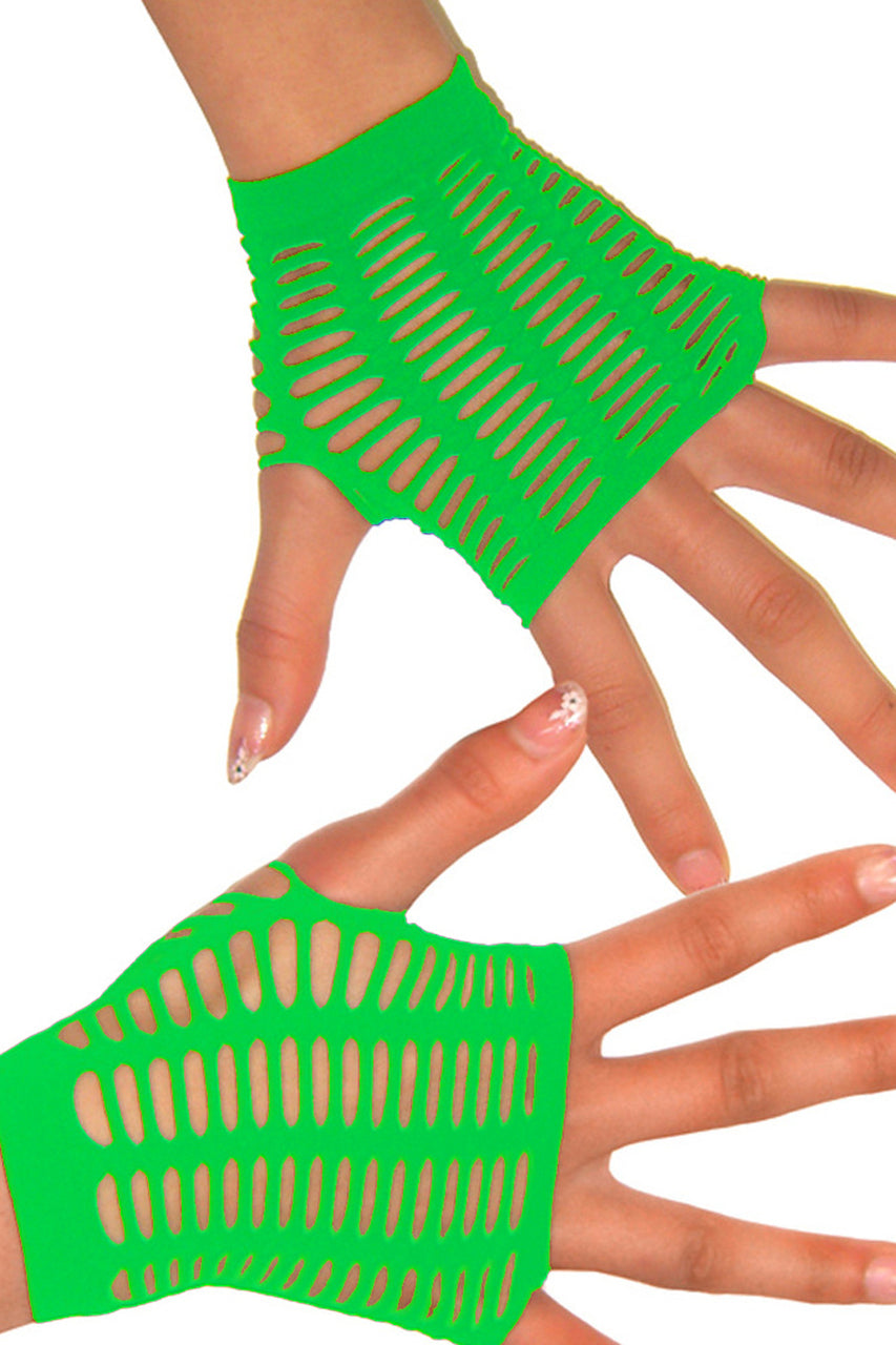 Shop Women's Neon Green Fingerless Rave Gloves
