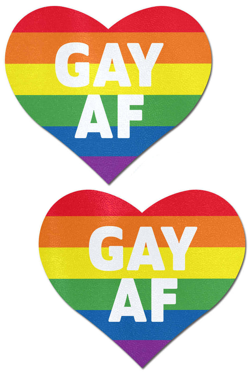 Gay AF on rainbow heart boob stickers