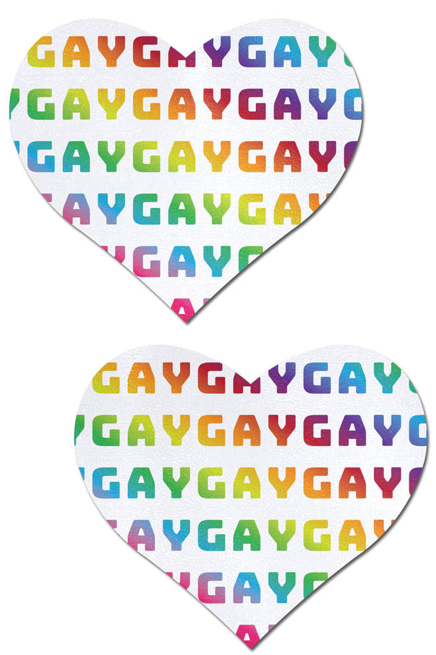 Rainbow gay on white heart boob stickers