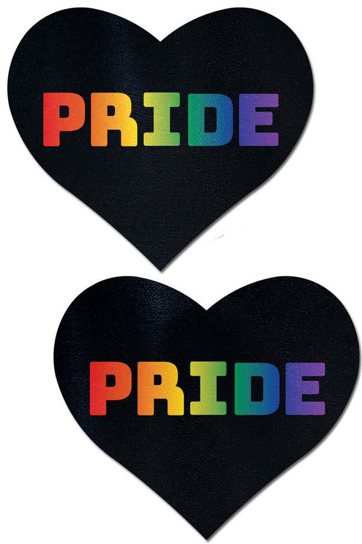 Rainbow pride on black heart nipple stickers