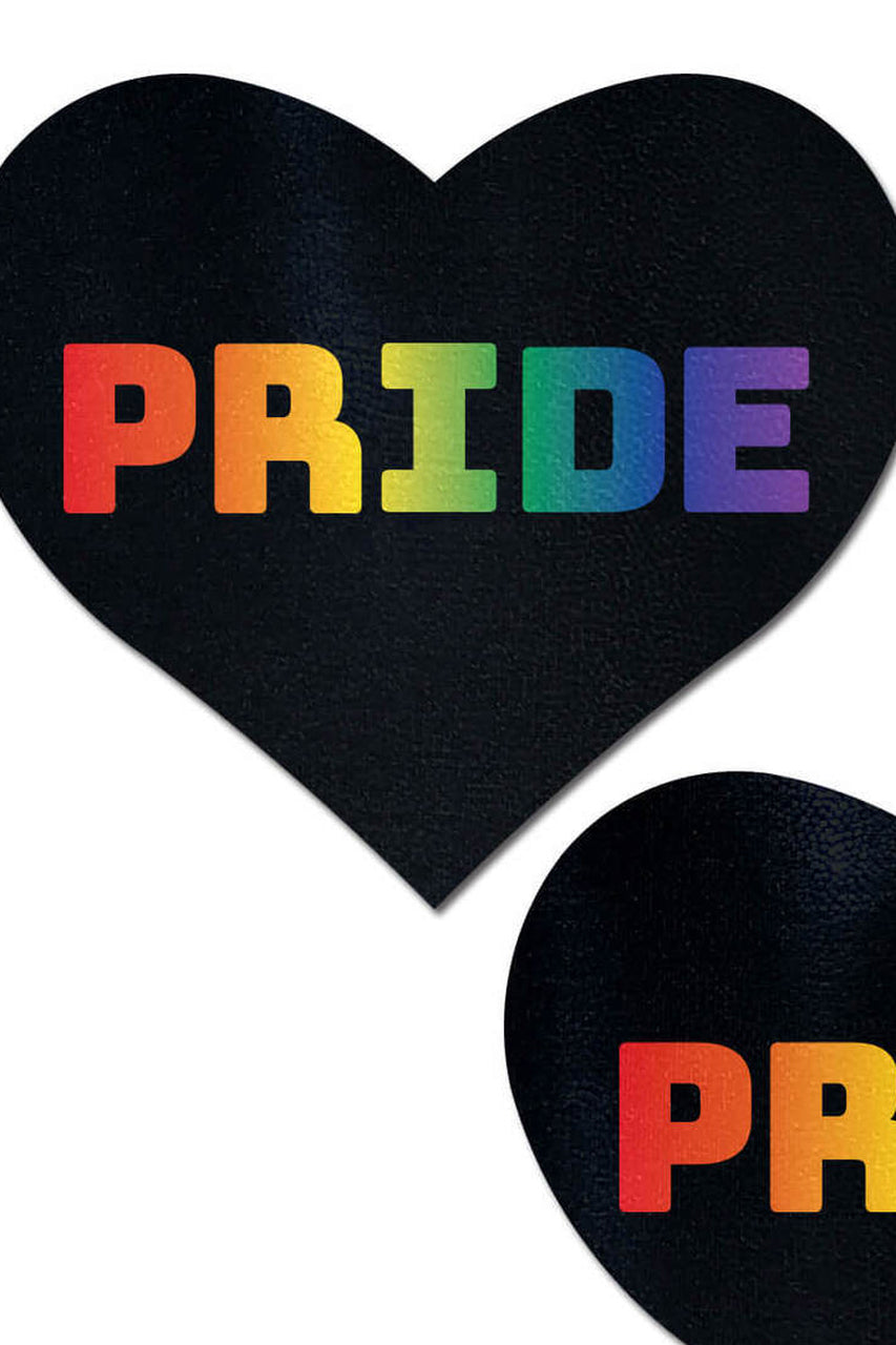 Rainbow gay pride on black heart boob stickers